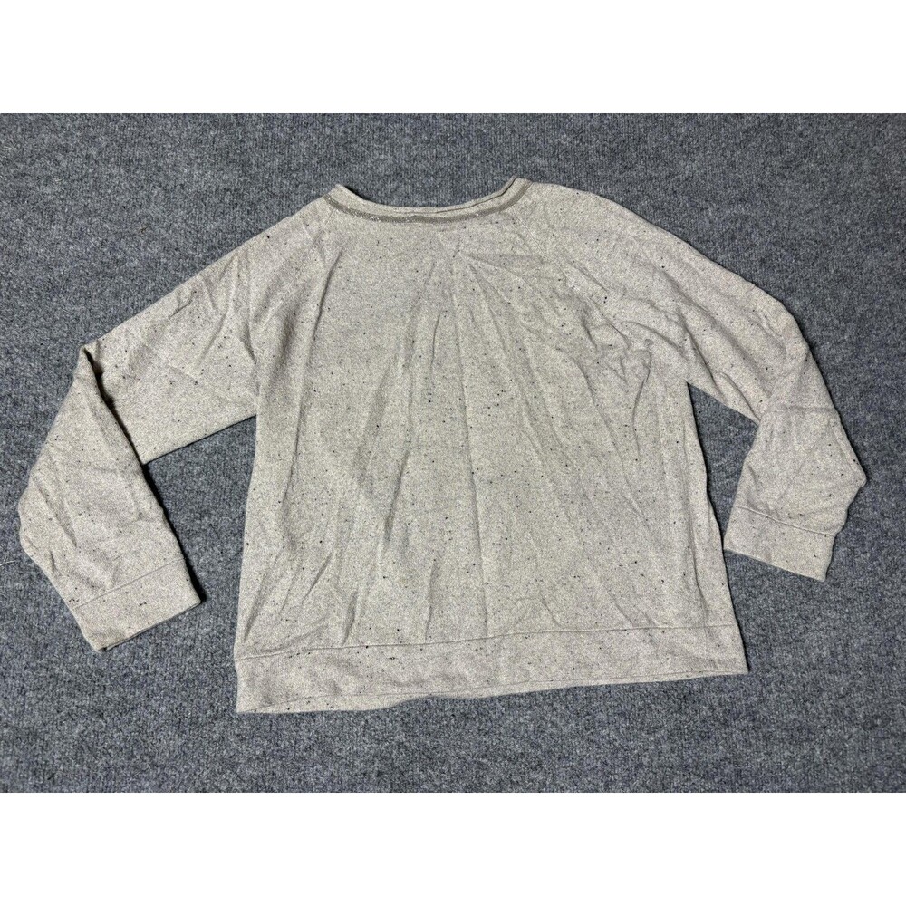 Brunello Cucinelli Sweater Womens S Gray Cashmere Knit Crew Neck Metallic